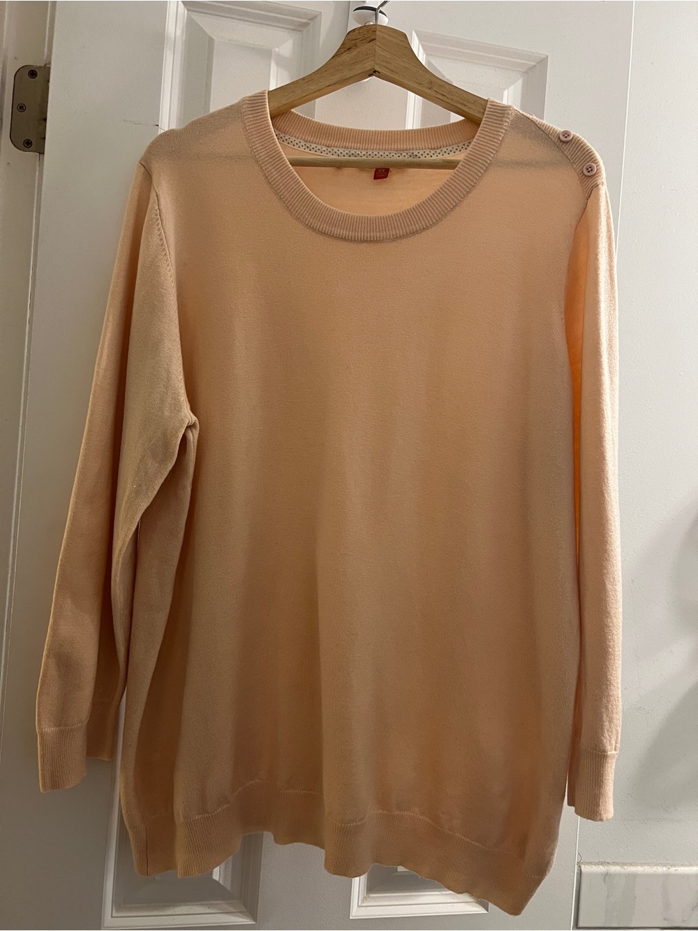ModCloth Women's Peach Crewneck Button-Shoulder Sweater-2X
